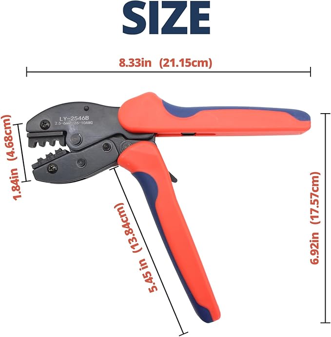 Solar PV Cable Crimping Tool for MC4 Connectors, Works for AWG10-14,2.5/4/6mm², Solar Crimper