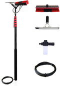 Window Cleaning Pole with Squeegee Extension Pole 20 ft Water fed Pole Kit for Solar Panel Cleaner and Soap Dispenser Outdoor High Washing Tool (24ft-kit)