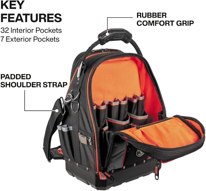Klein Tools 62804 Tool Runner Tool Bag Organizer for Electricians, HVAC, Plumbers, Technicians, 39 Pockets, Opens Both Sides