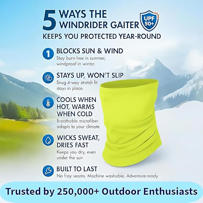 UPF 50+ Neck Gaiter – UV Sun Protection Face Mask, Balaclava, Headband & Scarf – Cooling, Breathable Fabric