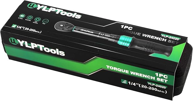 1/4-Inch Drive Click Torque Wrench, 20–200 in-lb (2.26–22.6 Nm), ±3% Accuracy, 90-Tooth Ratchet, Dual-Direction, Chrome Vanadium Steel, Includes Storage Case