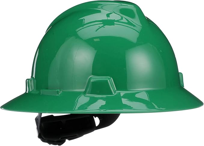 MSA V-Gard Full-Brim Hard Hat with Suspension - Polyethylene Shell, Superior Impact Protection and Self Adjusting Crown Straps - Standard Size Hard Hat