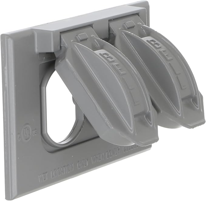 Hubbell-Bell 5180-0 1-Gang Horizontal Weatherproof Cover, Device Mount Flip Cover, Duplex, Gray