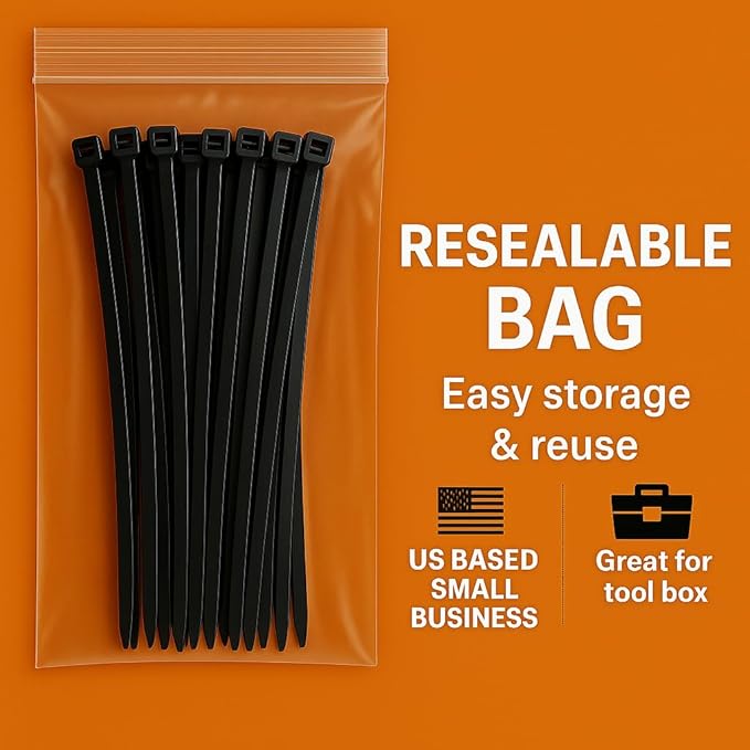 14 inch Zip Ties Black (1000 Pack) 120lbs Ultra Heavy Duty Tensile Strength, UV Resistant, Self-Locking, Nylon PA66 Cable Ties, Wire Ties for HVAC, Home, Office, Contractors, Businesses by Nirah