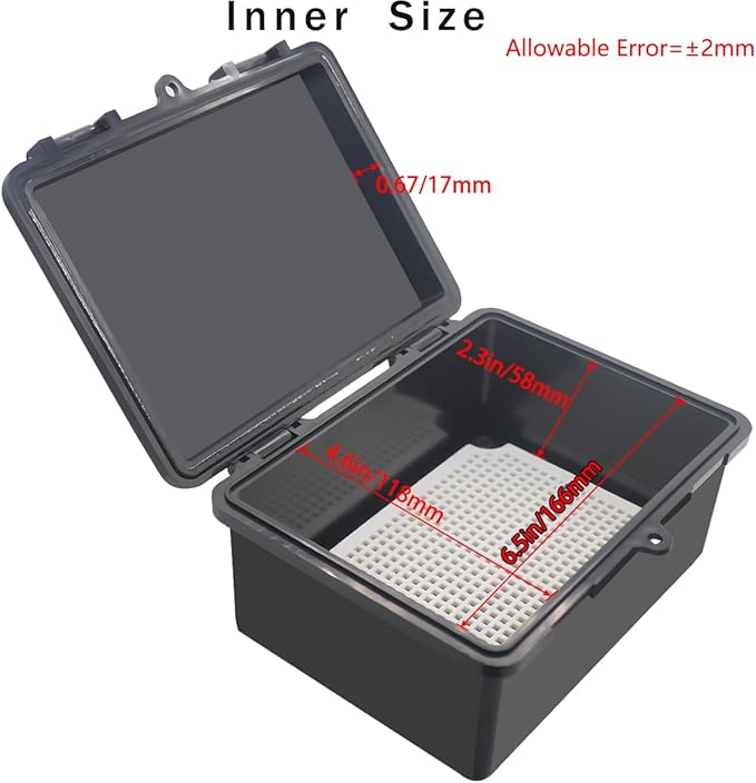 Junction Box, Hinged Black Cover IP67 Waterproof ABS Project Box with Mounting Plate Electrical Box Enclosure with Wall Bracket 7.1 x 5.1 x 3.5inch(180x130x90mm)
