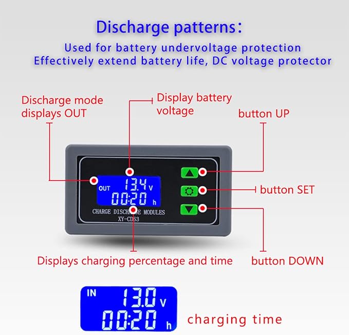 DC 6V-60V Low Voltage Protector Disconnect Switch Module with LCD Display, 30A Under-Voltage Deficit Protector