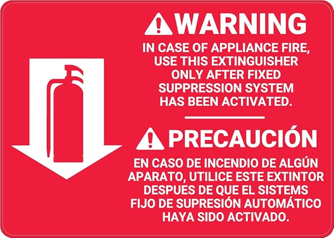 Fire Extinguisher Instruction Warning Bilingual Spanish - Wall Sign Bilingual Signs 12"x16" Metal Sign Danger Warning Man Cave Yard Indoor Or Outdoor