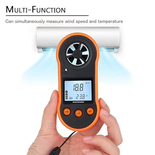Digital Wind Speed Meter Anemometer,Handheld Air Flow Velocity Meter for Measuring Wind Speed/Temperature with Backlight LCD,for Shooting, HVAC, Drone Flying,Windsurfing, Sailing, Surfing, Fishing