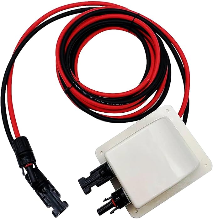 Solar Cable Entry Gland Entry Housing Solar Junction Box Fits for RV,Vehicles, Boats,Camper,Through RV Roof Solar Entry Housing with 10Ft 10AWG Solar Extension Cable(White Entry Gland 3m)