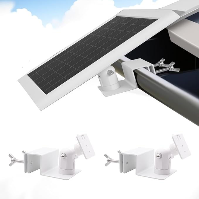 2Pack Adjustable Gutter Mount for Ring Solar Panel,eufy Security SoloCam S220/C210,eufyCam 2C/2C Pro,3/S330,2/2 Pro,3C/S300,360°Adjustable Bracket with 1/4 Screw Thread,No Drilling Mounting