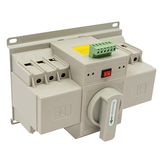 Dual Power Automatic Transfer Switch 63A 2P/4P 110V Generator Changeover Switch Tool Electronic Power Circuit Breaker Controller 50HZ/60HZ (3P/63A White)