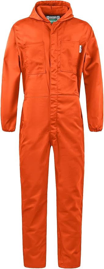 Men's Long Sleeve Zip-Front Coverall Lightweight Work Coveralls Mechanic Overall Jumpsuit with Hood