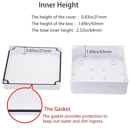 Junction Box, Zulkit Project Box with Reserved Holes IP65 Waterproof Dustproof Electrical Box ABS Plastic Project Enclosure White 5.9 x 5.9 x 2.8 Inch