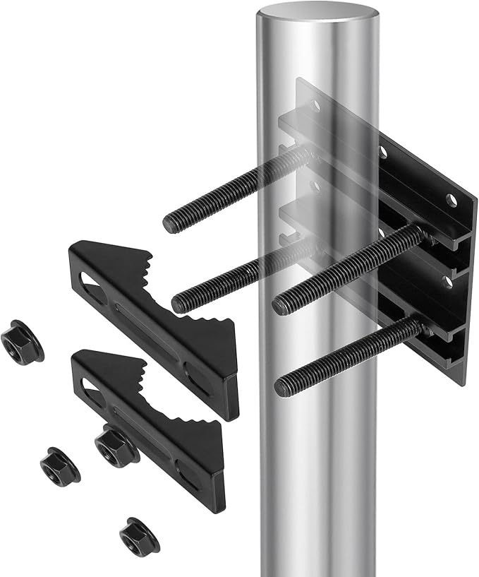 1 Pack 2.67" Pole Mounting Kit, Mast Mount Brackets for Outside Antenna, Street Sign Mounting Hardware for Light Poles, Outdoor Security Camera Bracket, Side Mount Flag Pole Holder L