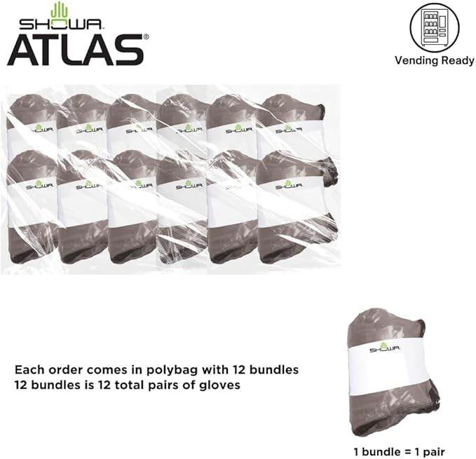 SHOWA Atlas 300 Original 1994 Crinkle Grip Work Gloves,for Construction, Landscaping, Gardening, & Masonry