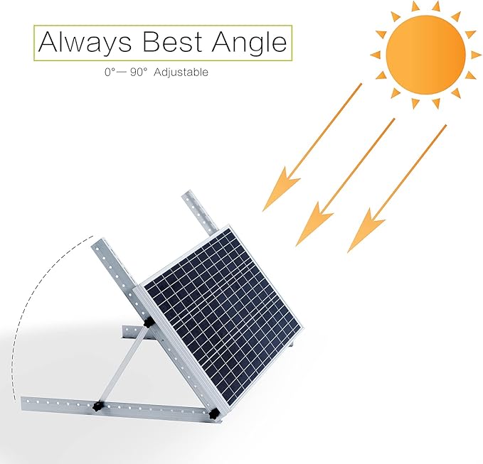 JJN 41" Solar Panel Mount, 0 to 90° Adjustable Solar Panel Mounting Brackets, Aluminum Stand Supports Single Panel from 100W to 300W with Foldable Tilt Legs for Flat roof, Ground,RV Boat