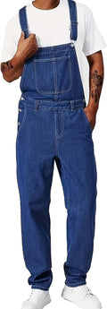 Men's Bib Overall Relaxed Fit Adjustable Strap Denim Work Pants with Large Pockets Durable Comfortable Jumpsuit for Men