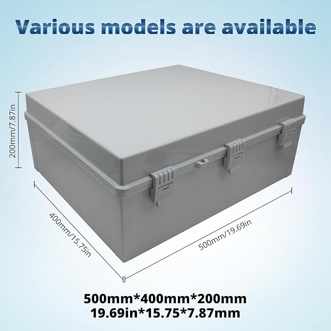 MAKERELE Large Outdoor Electrical Box Junction Plastic Waterproof Lockable IP67 Plastic Electric Box Enclosure with Hinged Cover with Mounting Plate and 1" NPT*2(19.7"*15.7"*7.9")