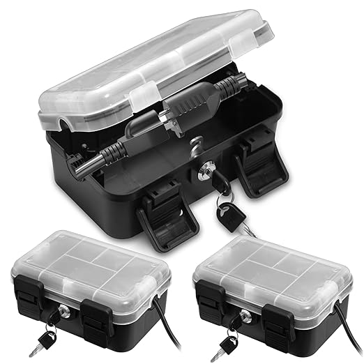 Small Outdoor Electrical Box (Inner 6.7x4x2.5),IP54 Waterproof Extension Cord Cover w/2 Cable Entry Ports,Weatherproof Connection Box for Power Strip,Timer,Plug, Holiday Lights, Black(2 Pack)