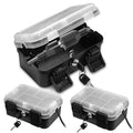 Small Outdoor Electrical Box (Inner 6.7x4x2.5),IP54 Waterproof Extension Cord Cover w/2 Cable Entry Ports,Weatherproof Connection Box for Power Strip,Timer,Plug, Holiday Lights, Black(2 Pack)