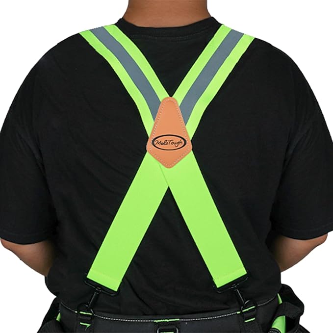 MELOTOUGH Reflective Safety Suspenders|Work Suspenders with Hi Viz Reflective Strip Hold Up Tool Belt Suspenders