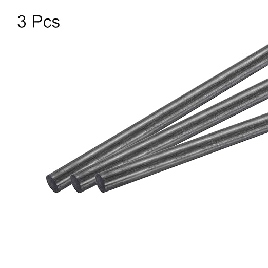 MECCANIXITY Carbon Fiber Rod, 10mm x 150mm Carbon Rod Bar for RC Airplane DIY Craft Kite Wing Tube Quadcopter Arm Repair Pack of 3