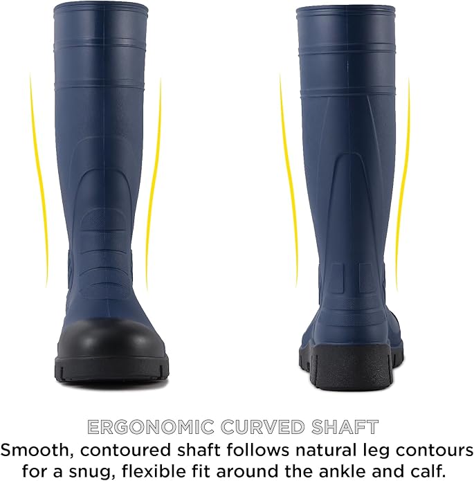 SUREWAY Steel Toe Rain Boots for Men, Knee High Waterproof Work Boots with Slip & Oil Resistant Outsole for Industrial, Construction, Agriculture