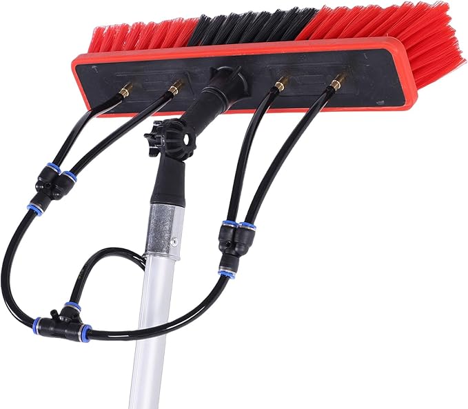 VBESTLIFE Solar Panel Cleaning Brush Kit, 12Ft Telescopic Pole Soap Dispenser Water Fed Window Cleaner Tool for Roof RV Gutter Boat Deck