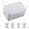 Outdoor Junction Box,Nineleaf White IP66 Weatherproof Electrical Project Boxes PVC/ABS Plastic Enclosure Box Universal Watertight 4.9 x 3.3 x 2.3 inch, with 4PK White 20mm Cable Gland Grey(1 Set)