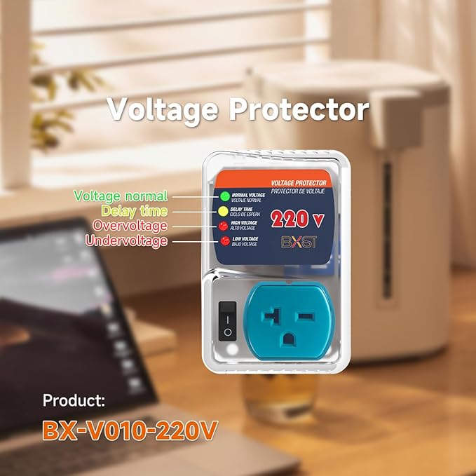 BXST Heavy-Duty Surge Protector 20A 4400W for Refrigerators One Outlet Plug Voltage Protector Adjustable Voltage Regulator for Home Appliance, 1 Pack