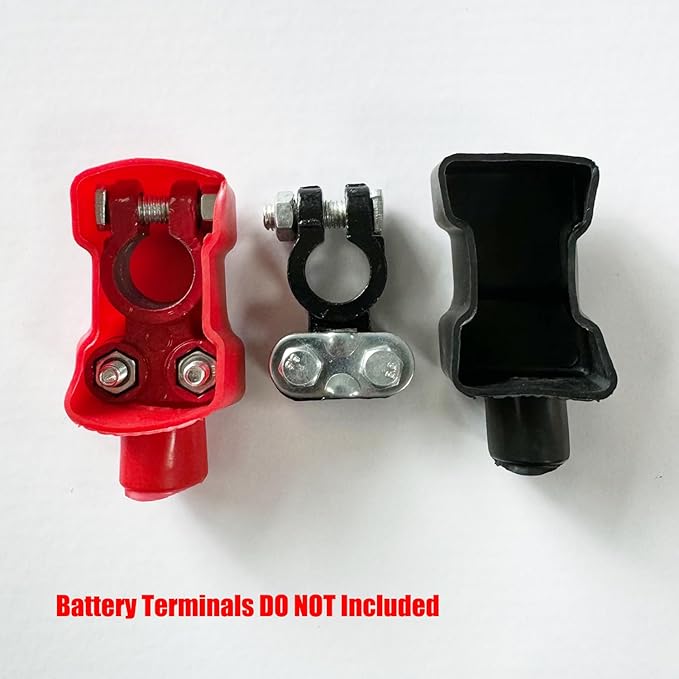 Ampper Top Post Flexible Battery Terminal Cover, Battery Terminal Clamp Insulator Protector W/Washers for Car, Vehicle, RV and Boat (Medium, 2 Sets)