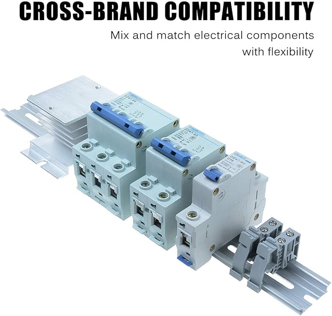 20 Piece Aluminum DIN Rails, 12 Inches Long, 35mm Wide, 7.5mm High, Top Hat Slotted DIN Rail with RoHS