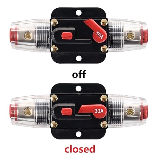 30 Amp Circuit Breaker Manual Reset Inline Fuse Inverter for Car Marine Trolling Motors Boat ATV Audio Solar Inverter System Protection 12V-24V DC 30 Amp