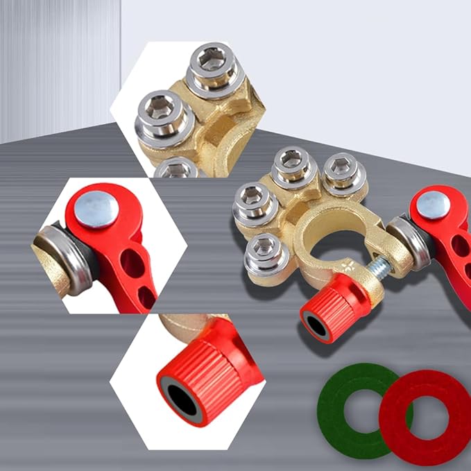 2PCS Car Battery Terminal Connectors, Battery Clamp, 4 Way Quick Release Disconnect Car Battery Terminal for SAE/JIS Type A Posts, Positive Negative Battery Cable Ends Fit Most Cars Van Truck