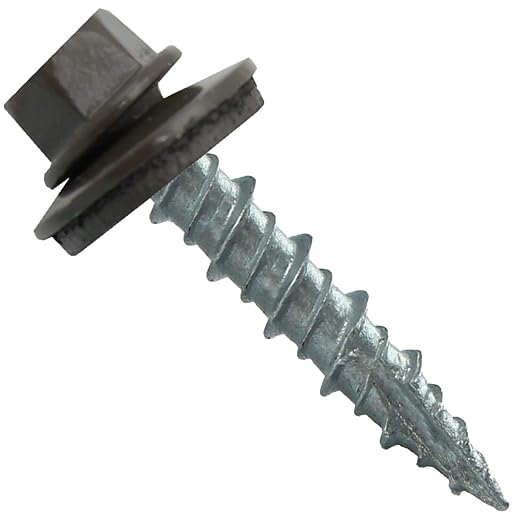 Metal Roofing Screws: (250) 10 x 1 Antique Bronze Hex Head Sheet Metal Roof Screw. Self Starting Metal to Wood siding Screws. EPDM Washer. Colored Head