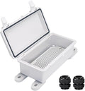 Waterproof Electrical Box Dustproof Junction Box Weatherproof IP67 ABS Plastic Enclosure Switch Router Project Box with Mounting Plate with Wall Bracket 2 Cable Glands Grey 7.9"x3.9"x2.8"