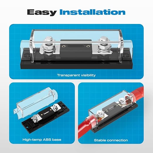 300Amp ANL Fuse Holder with 0/2/4 Gauge AWG Inline Car Audio Anl Fuse Holder Widely Used in Cars Trucks Boats 2 Pack