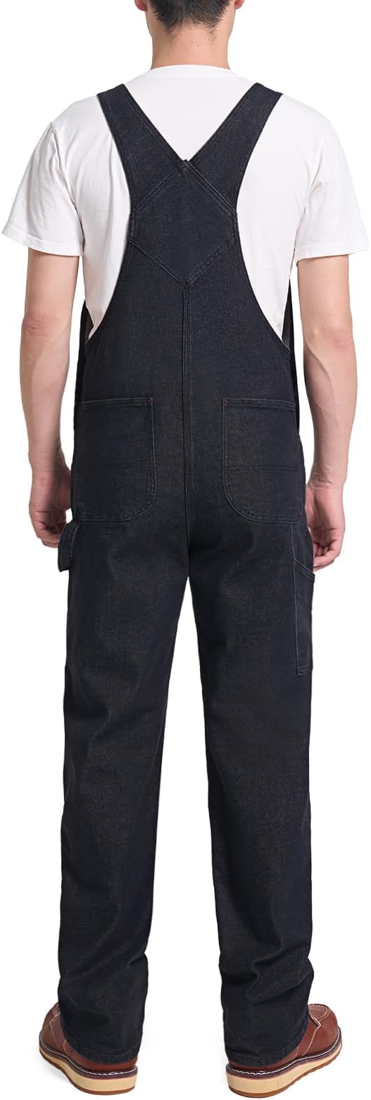 HISEA Mens Denim Bib Overalls, Men's Regular Fit Overall Flex Workwear with Adjustable Straps and Convenient Tool Pockets