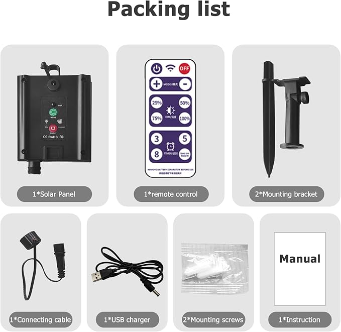 Delaman Solar Battery Box for LED String Lights, Outdoor String Lights Control Panel with DC Charging 8 Remote Control Modes (3V)