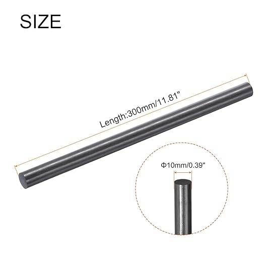 MECCANIXITY Carbon Fiber Rod, 10mm x 300mm Carbon Rod Bar for RC Airplane DIY Craft Kite Wing Tube Quadcopter Arm Repair Pack of 2