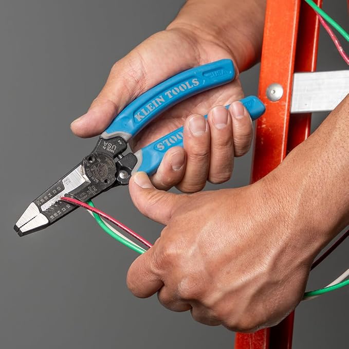 Klein Tools K12035L Klein-Kurve Wire Cutters, Made in USA, Heavy Duty Wire Stripping Tool with Lock, 8-20 AWG