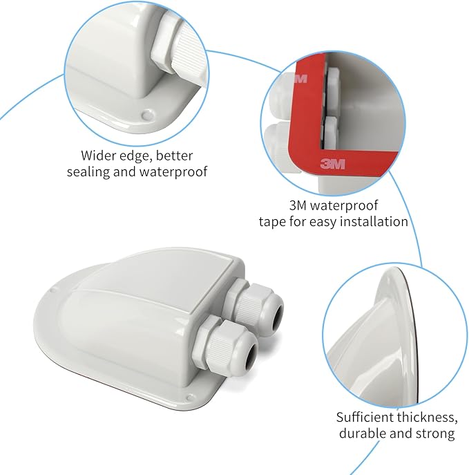 Haoguo ABS Solar Double Cable Entry Gland for All Cable Types 2mm² to 6mm² for Solar Project on RV Camper Van Travel Trailer Boat Cabin-Grey