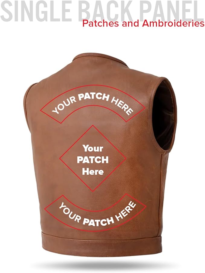 First Mfg Co - Lowside - Mens Motorcycle Biker Riding Canvas, Leather, Twill, Perforated Leather Vest