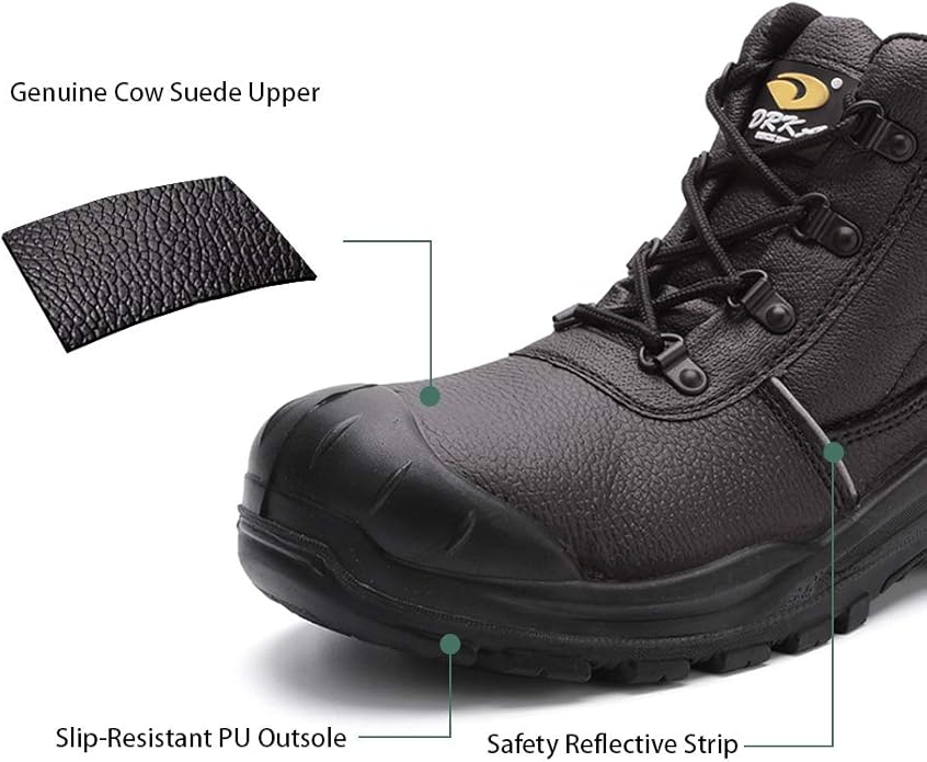 DRKA Water Resistant Steel Toe Work Boots For Men,6'' EH-Rated Safety Boots