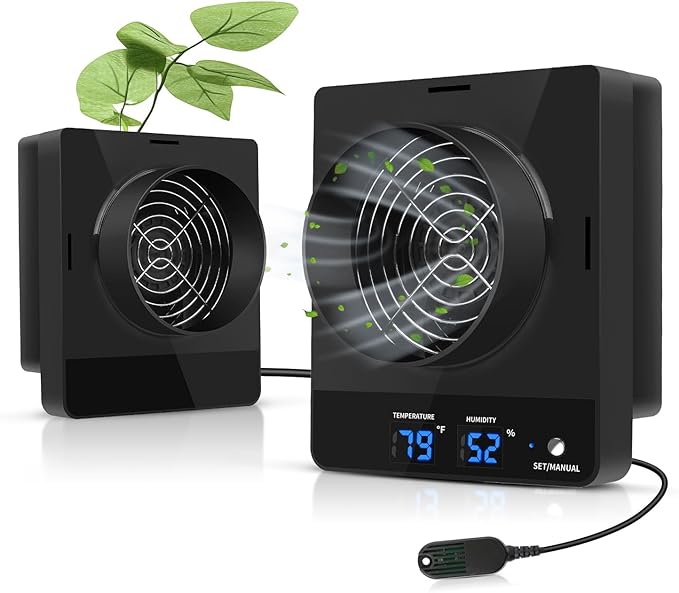 4-Inch Grow Tent Inline Duct Fan, Smart Temperature & Humidity Control, Automatic Ventilation System, for Grow Tents, Mushroom Rooms, Greenhouses (2-Pack)