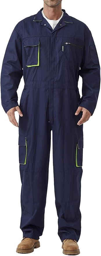 Men's Work Coverall Long Sleeves Overalls Mechanics Coveralls Workwear Jumpsuit with Multi Pockets