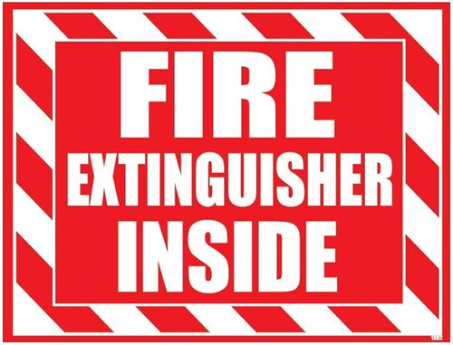 (4 Pack) Fire Extinguisher Inside Sticker Decal Sign Self Adhesive for Trucks or Equipment