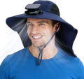 Solar Fan Hat Wide Brim Hat with Fan Sunscreene Neck Flap 3-Speed Outdoor Sun Hat for Fishing,Hiking,USB Solar Charging