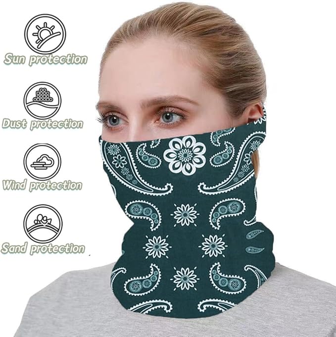 Neck Gaiter Face Cover Bandana Mask Scarf, Breathable Sun& Dust-proof for Cycling Running Fishing Hiking