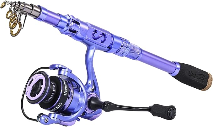 Sougayilang Fishing Rod and Reel Combos Carbon Fiber Telescopic Fishing Pole with Smooth Reel Combo Saltwater Freshwater Kit